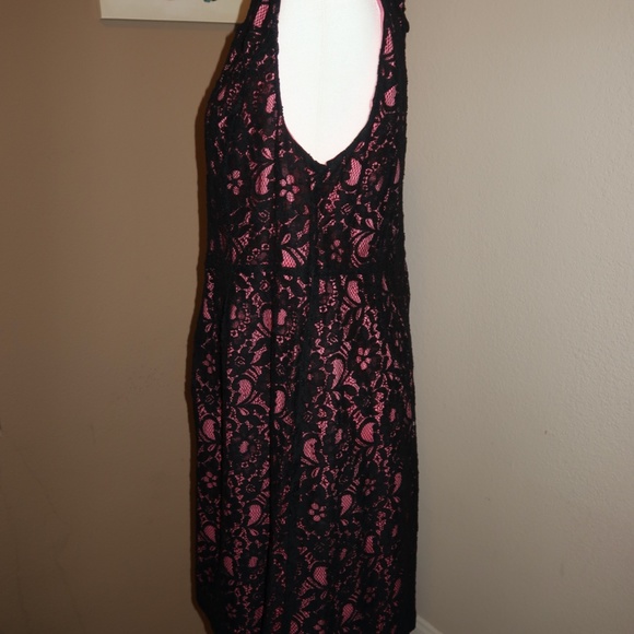 NWT Torrid Pink Black Lace Dress L/12 - Picture 3 of 6